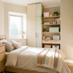 Meubles petite chambre : les indispensables pour gagner de la place Petite chambre lumineuse et ordonnée, avec meubles compacts, rangements malins et une ambiance douce, éclairée par la lumière naturelle.